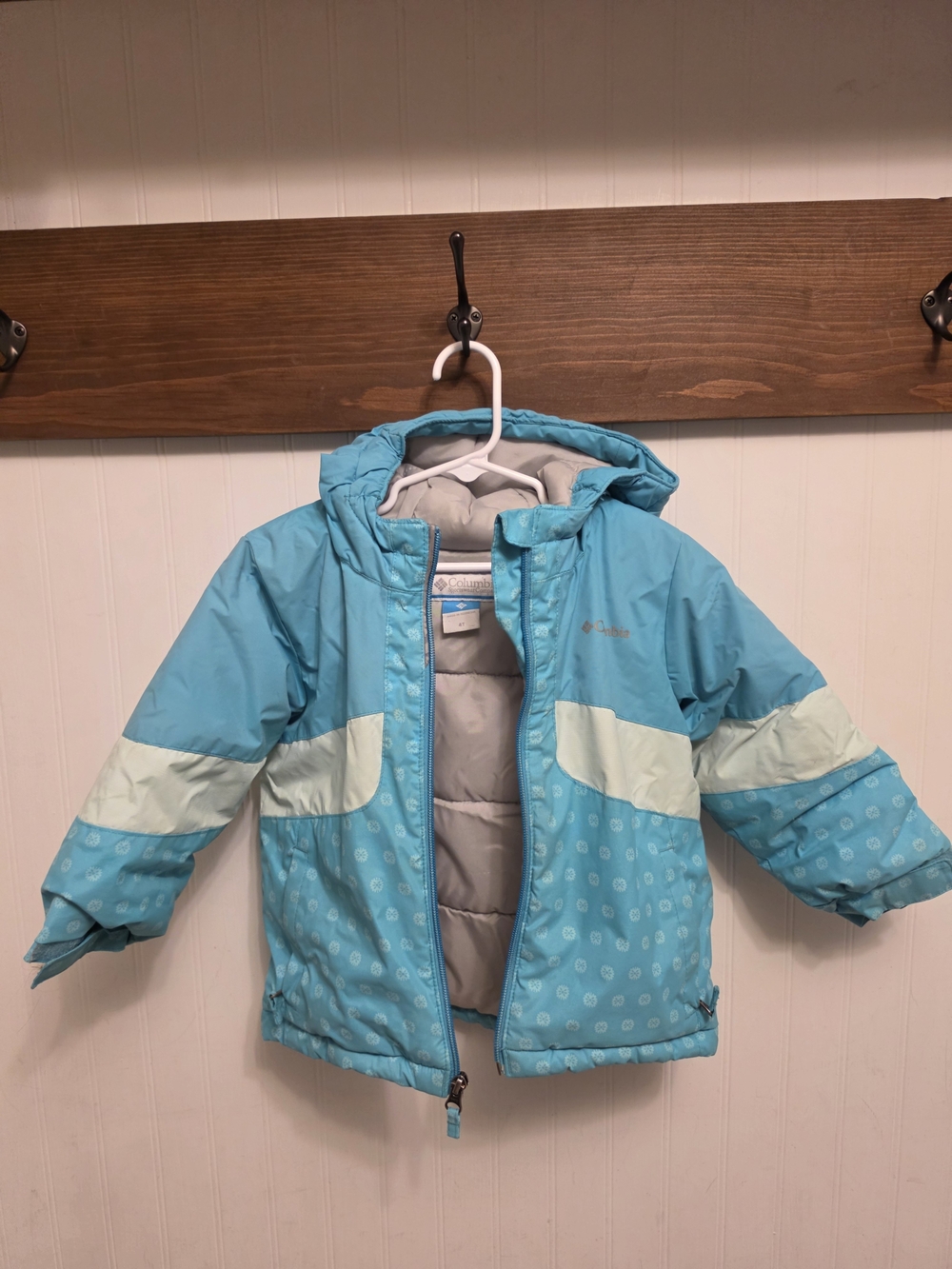 Columbia Turquoise and Mint Kids Hooded Puffer Jacket
